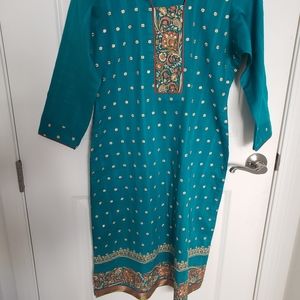 Cotton Self-print Embroidered Dress